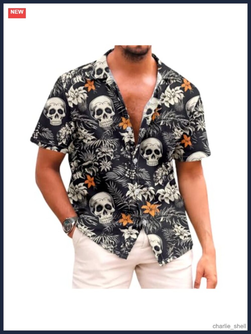 Mens Halloween Hawaiian Button Down Shirt Short Sleeve Loose Fit